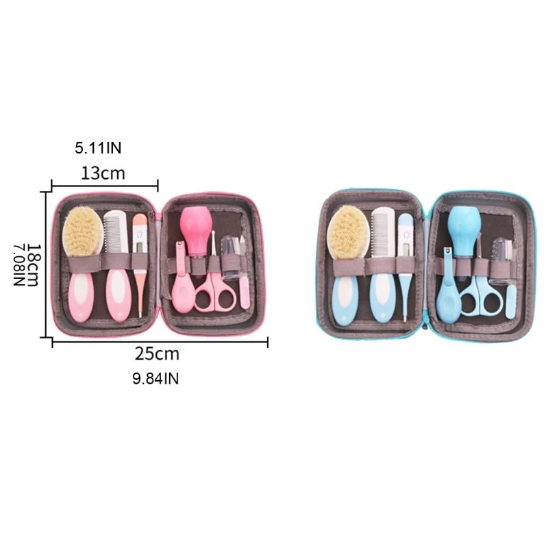Baby Grooming Kit Nail Clipper Comb Brush Nasal Aspirator Scissors Tweezer Finger Toothbrush Thermometer G99C
