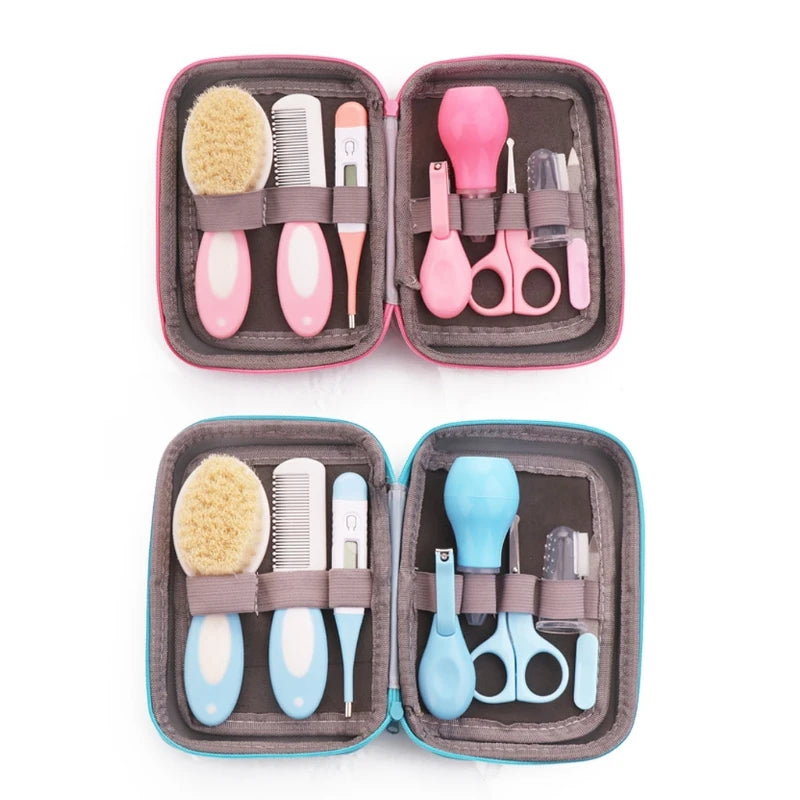 Baby Grooming Kit Nail Clipper Comb Brush Nasal Aspirator Scissors Tweezer Finger Toothbrush Thermometer G99C