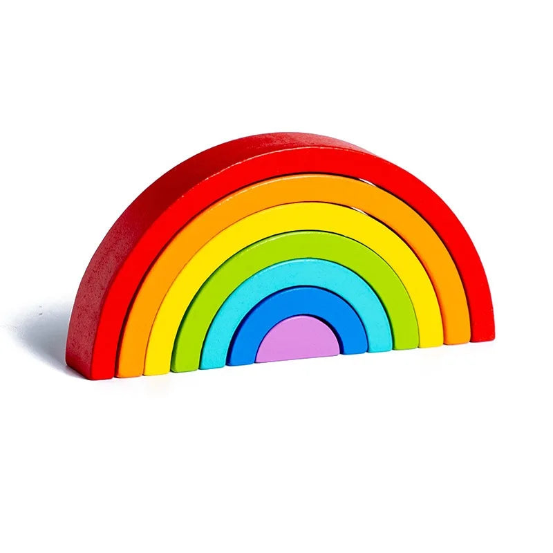 New Kids Montessori Arch Bridge Rainbow Building Blocks Wooden Toys Baby Early Education Color Cognitive Blocks Toy