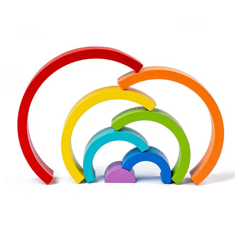 New Kids Montessori Arch Bridge Rainbow Building Blocks Wooden Toys Baby Early Education Color Cognitive Blocks Toy