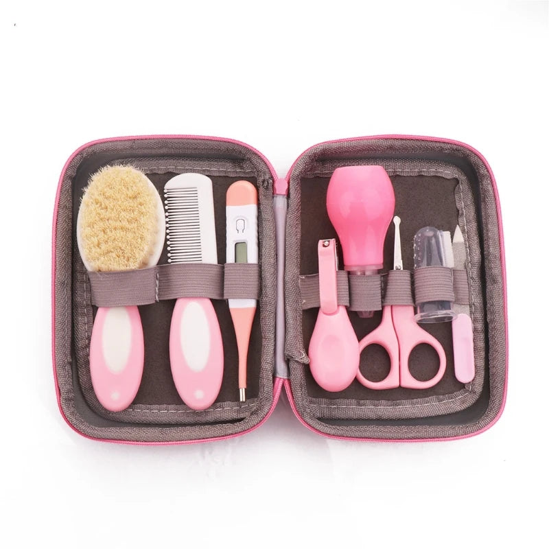 Baby Grooming Kit Nail Clipper Comb Brush Nasal Aspirator Scissors Tweezer Finger Toothbrush Thermometer G99C