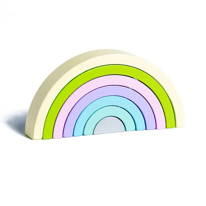 New Kids Montessori Arch Bridge Rainbow Building Blocks Wooden Toys Baby Early Education Color Cognitive Blocks Toy