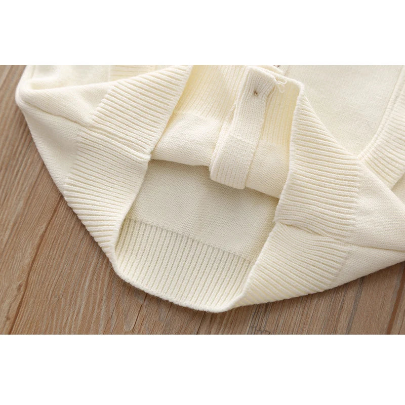 Baby Girls Clothing Set Autumn Winter Solid Color Bow Knitted Cardigan+Lattice Pleated Skirt 2Pcs For 2-6Y Kids Casual Suit