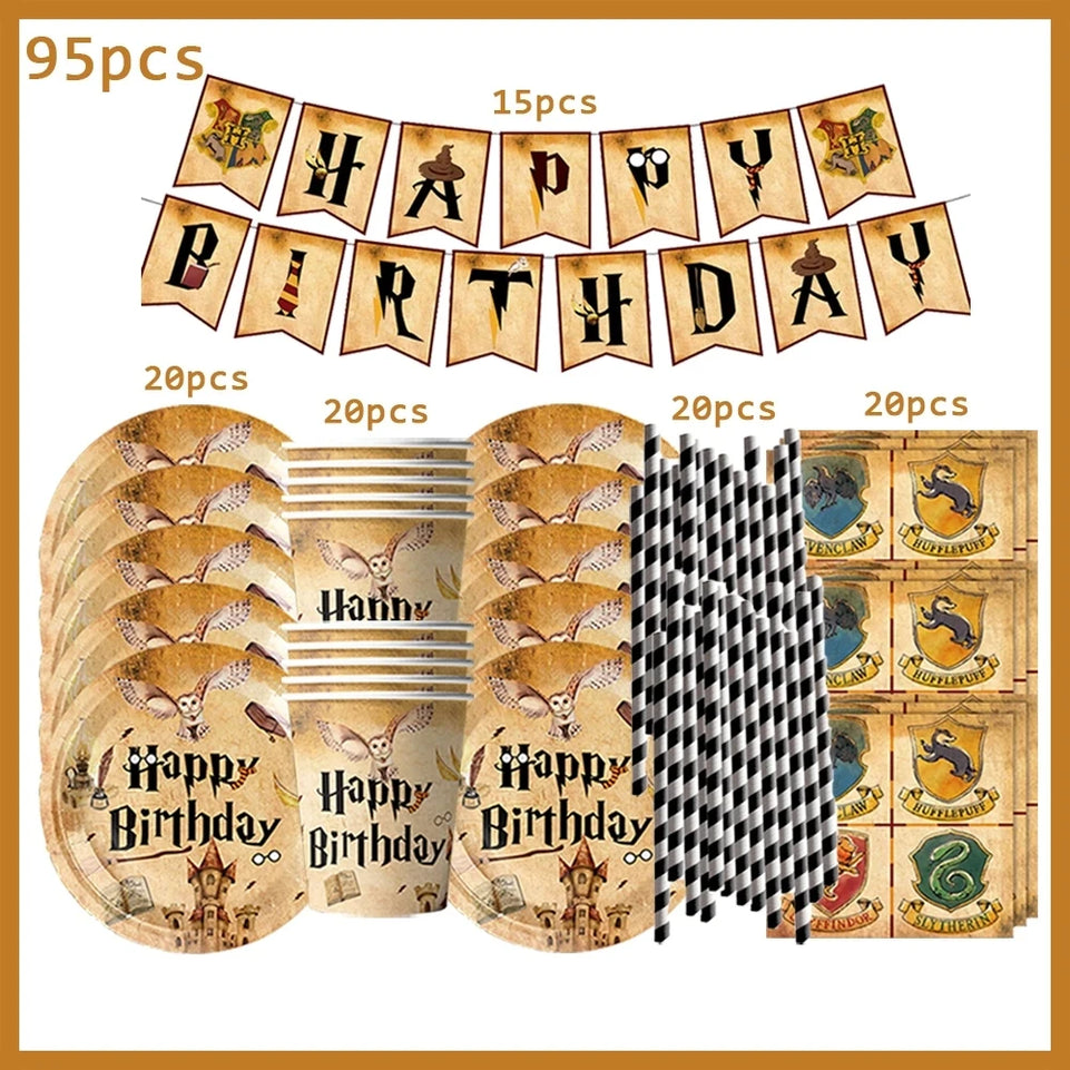 Cartoon Magic Theme Magic Potter Boys and Girls Birthday Party Decorative Tableware Set Children's Toys Baby Shower Party Suppli
