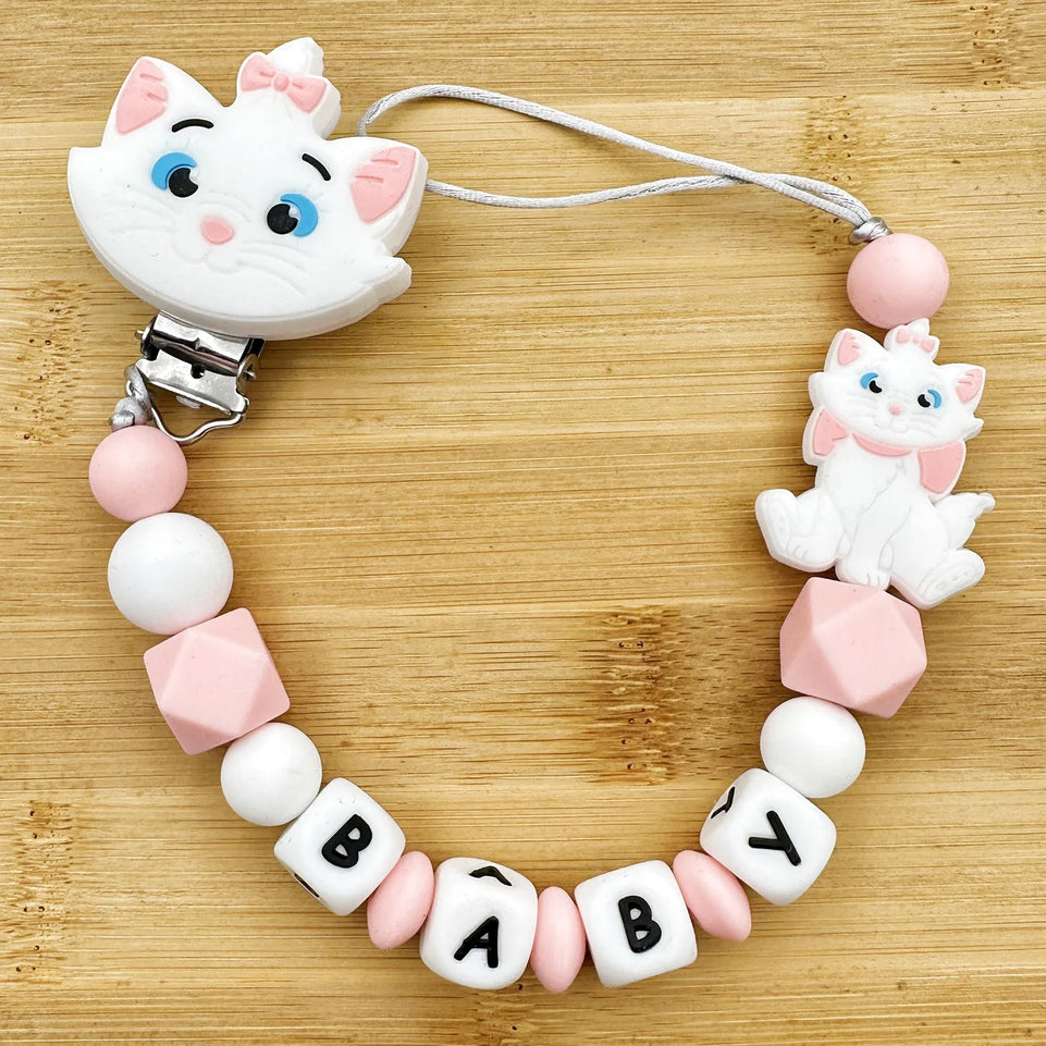 Customized Personalized Name English Letters Baby Silicone Pacifier Clips Chains Holder Teether Pendants Teething Baby Gifts