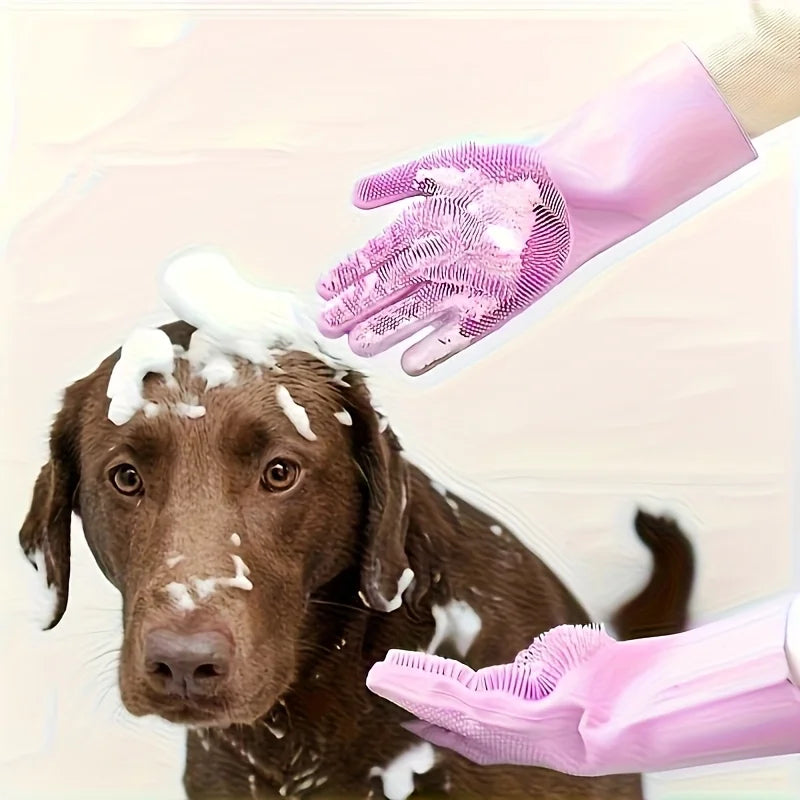 pet bathing gloves and brush, suitable for kitchen use, car washing, dog grooming, massage, and bath products, thickened gloves