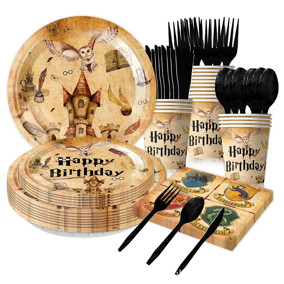 Cartoon Magic Theme Magic Potter Boys and Girls Birthday Party Decorative Tableware Set Children's Toys Baby Shower Party Suppli