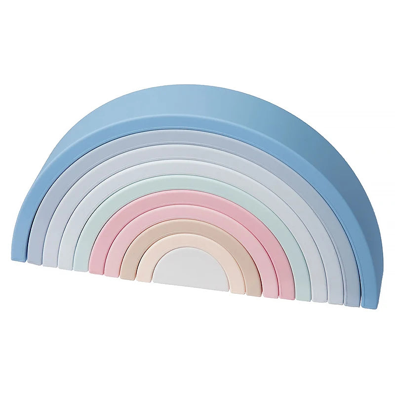 TYRY.HU New 6-10pcs Baby Silicone Building Block BPA Free Rainbow Soft Block 3D Educational Montessori Toys Baby Teether Gifts