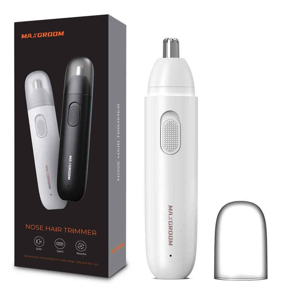 MAXGROOM Nose Hair Trimmer for Men Rechargeable 360 Rotating Dual-Blade Electric Shaver Eyebrows Nose Hair Trimmer Painless Safe