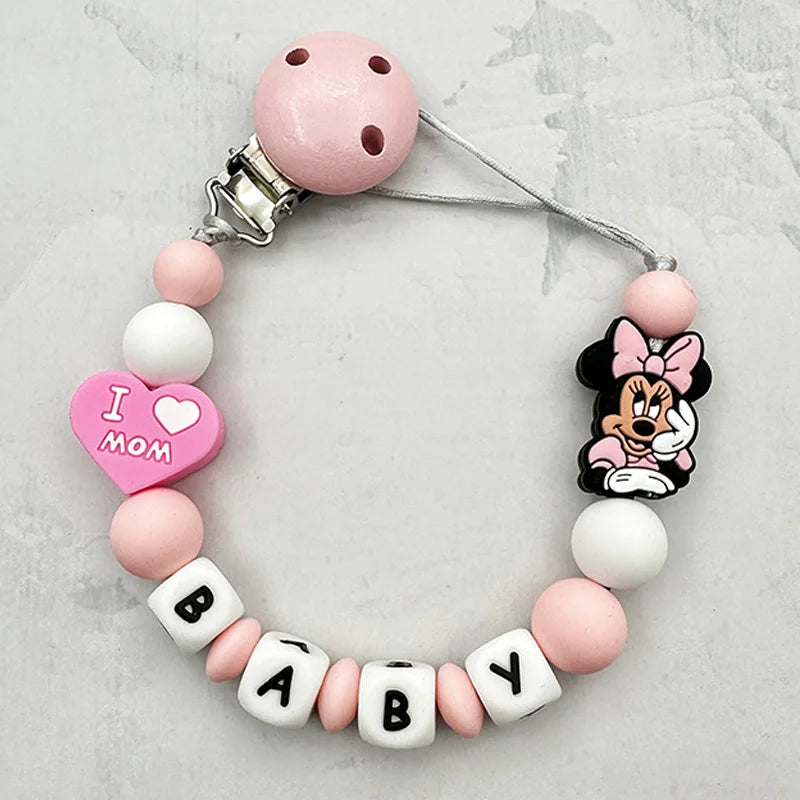 Customized Personalized Name English Letters Baby Silicone Pacifier Clips Chains Holder Teether Pendants Teething Baby Gifts