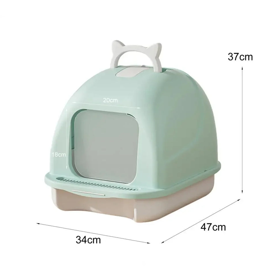 Large Cat Litter Box with Lid Closed Kitten Litter Pan with Litter Scoop Cat Enclosed Toilet Spacious Interior Pet Supplies