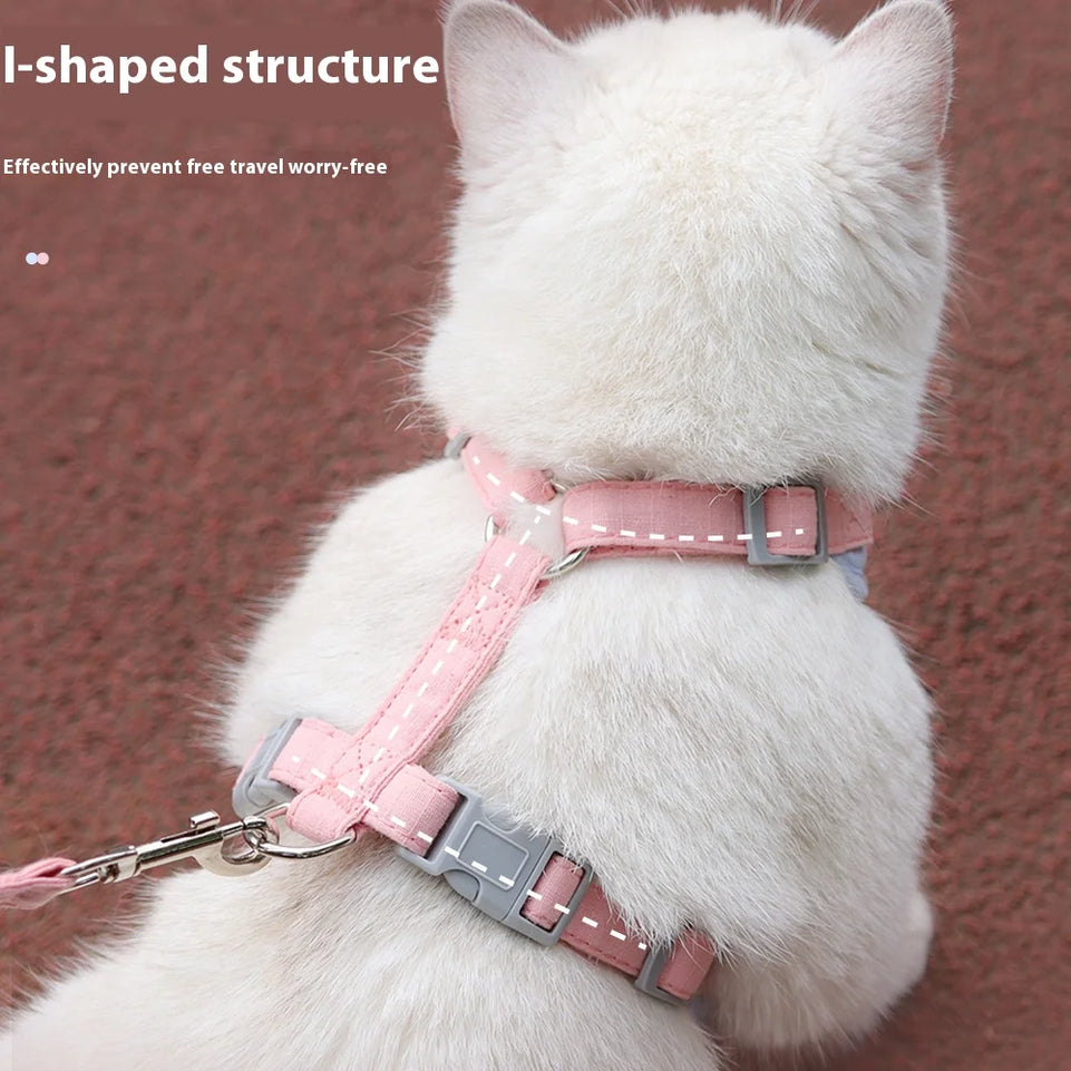 Escape Proof Cat Harness with Leash Adjustable Soft Vest Pet Walking Set for Outdoor Kitty Safety No Pull Comfort Design