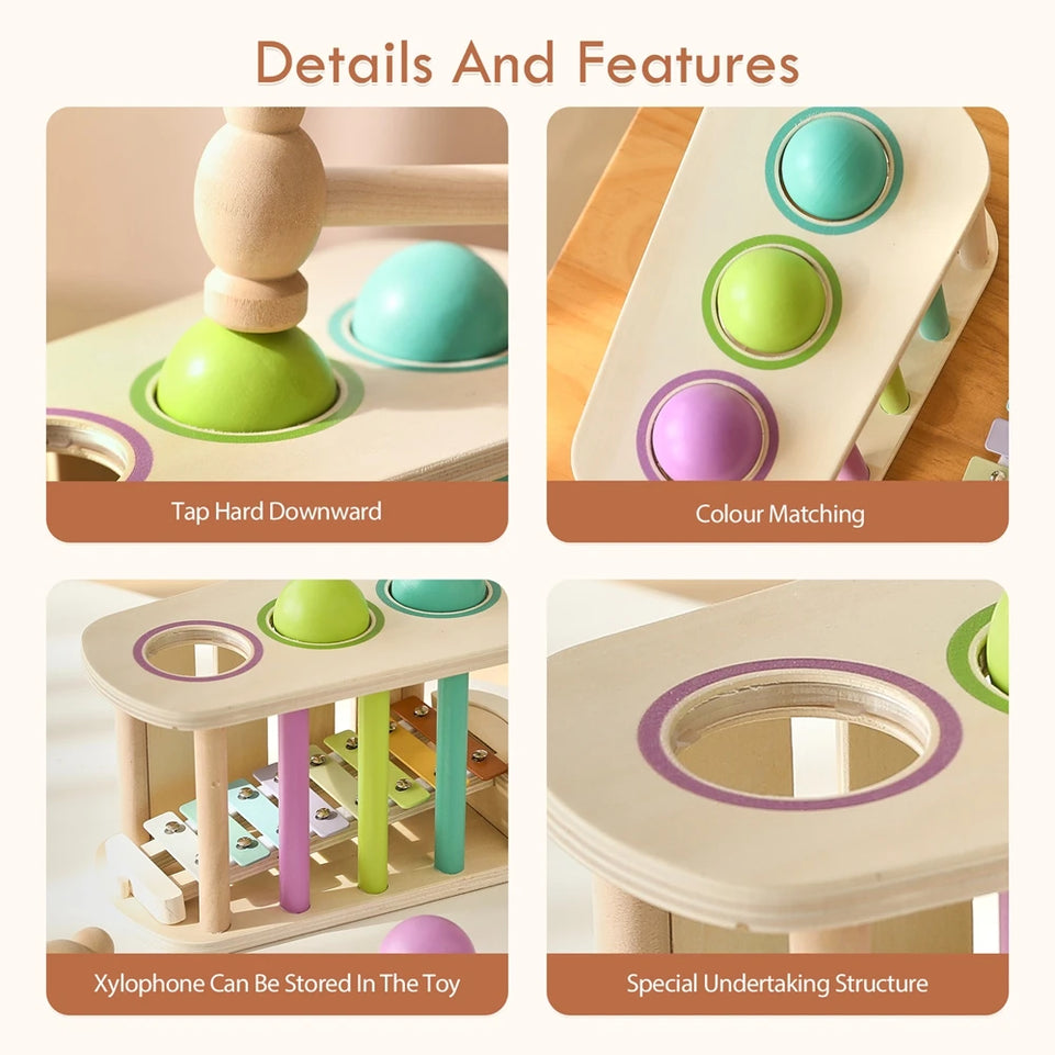 2pc Wooden Musical Toy Baby Toys 6 12 Months Percussion Xylophone Sets Baby Toys Mole Game Wooden Toys Baby Educational Toys
