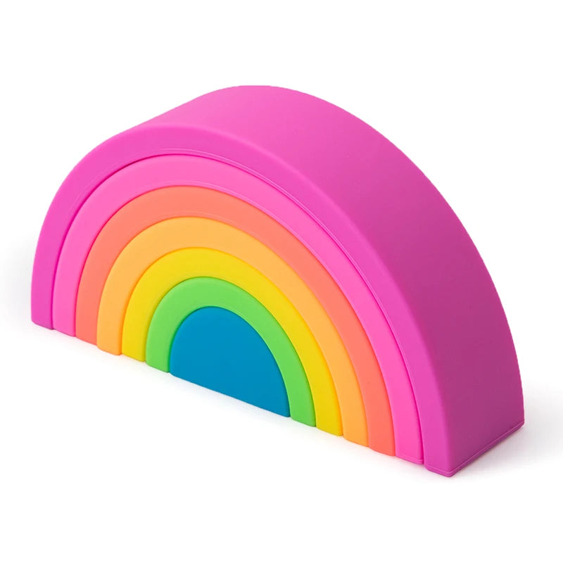 TYRY.HU New 6-10pcs Baby Silicone Building Block BPA Free Rainbow Soft Block 3D Educational Montessori Toys Baby Teether Gifts
