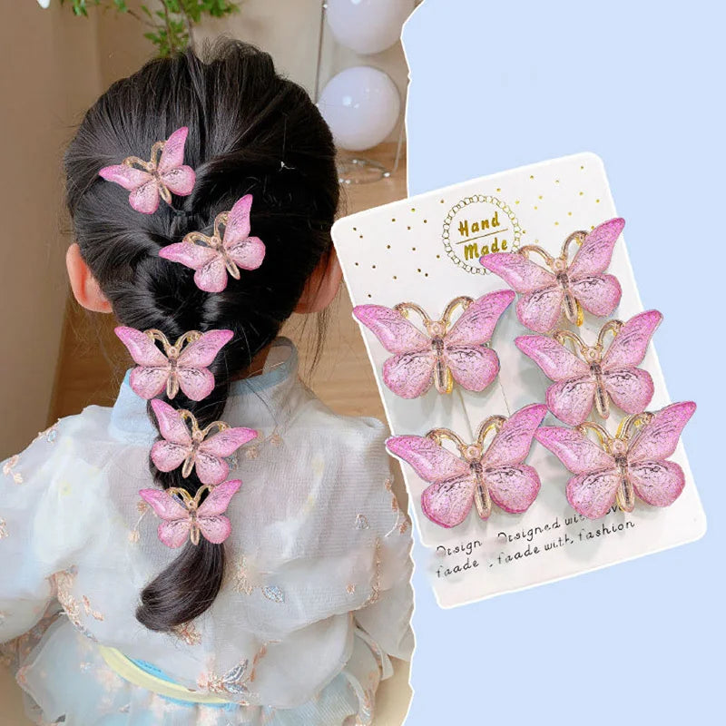 5PCS Cute Sweet Stereoscopic Color Gradient Baby Hairpins Kids Hair Clips Children Headwear Princess Barrette Girls Accessories