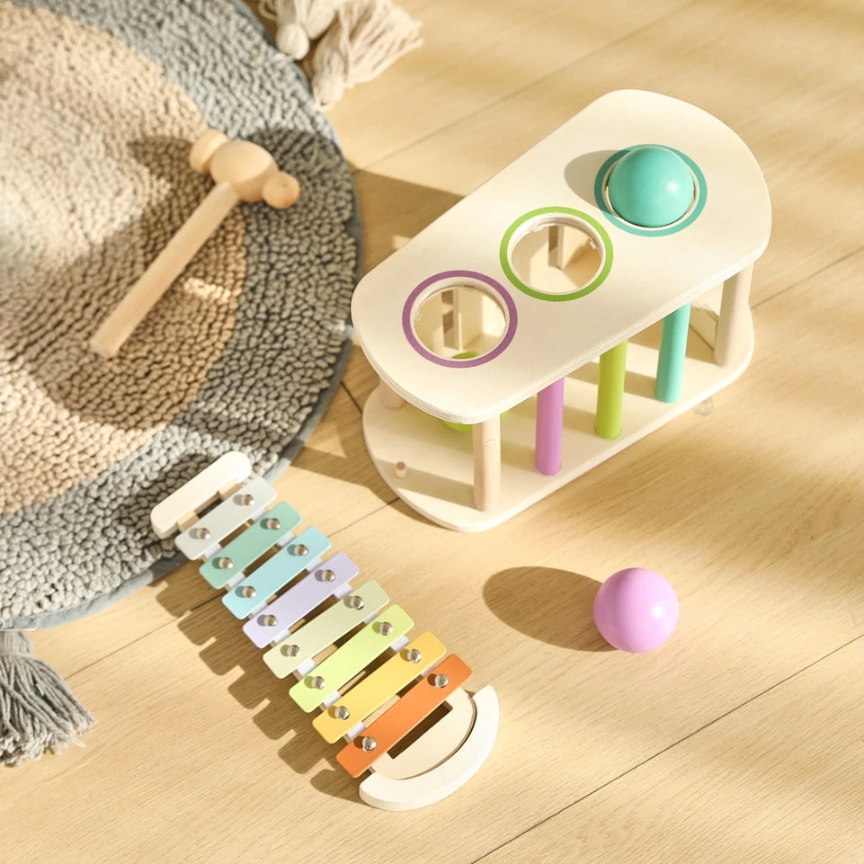 2pc Wooden Musical Toy Baby Toys 6 12 Months Percussion Xylophone Sets Baby Toys Mole Game Wooden Toys Baby Educational Toys