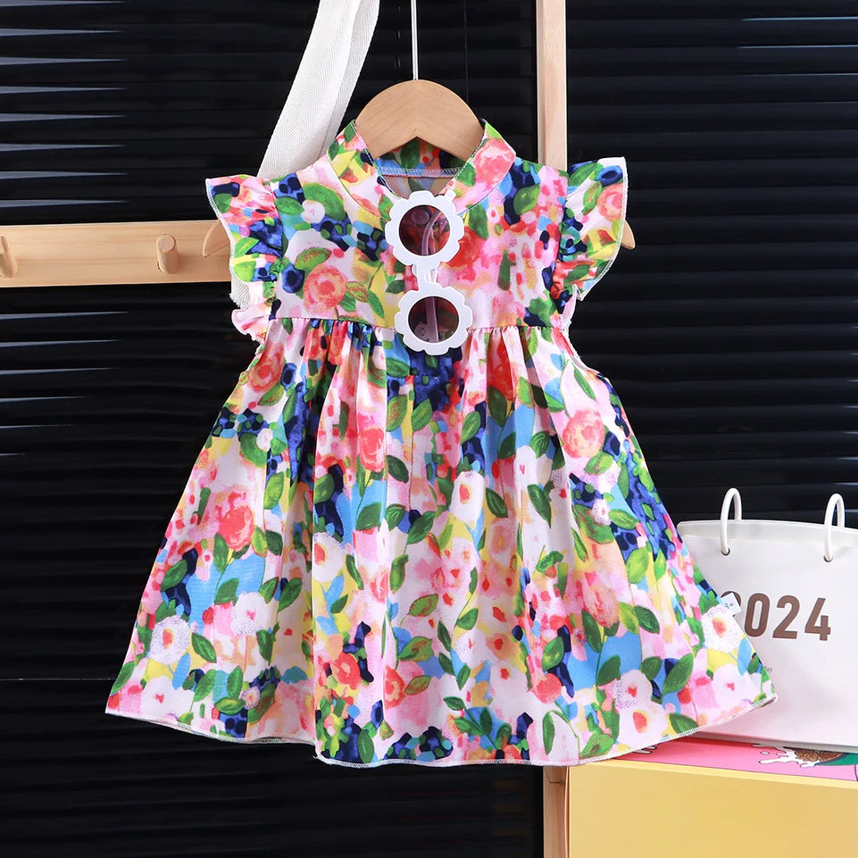 2025 Baby Girls Printing Dresses Summer Soft Breathable Kids Girls Clothing Children Holiday A-Line Dress Vestidos