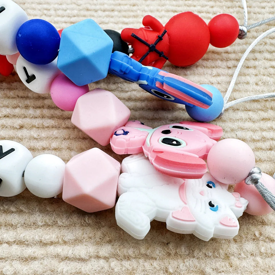 Customized Personalized Name English Letters Baby Silicone Pacifier Clips Chains Holder Teether Pendants Teething Baby Gifts