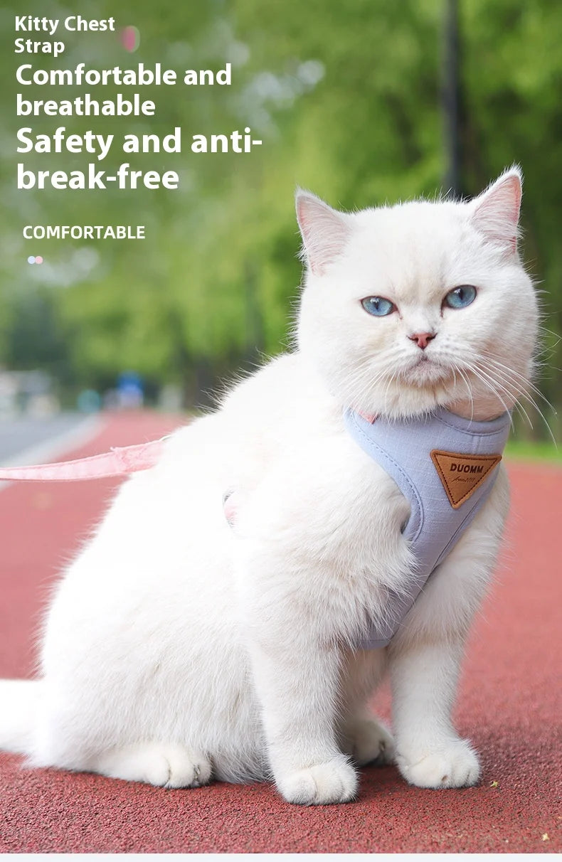 Escape Proof Cat Harness with Leash Adjustable Soft Vest Pet Walking Set for Outdoor Kitty Safety No Pull Comfort Design