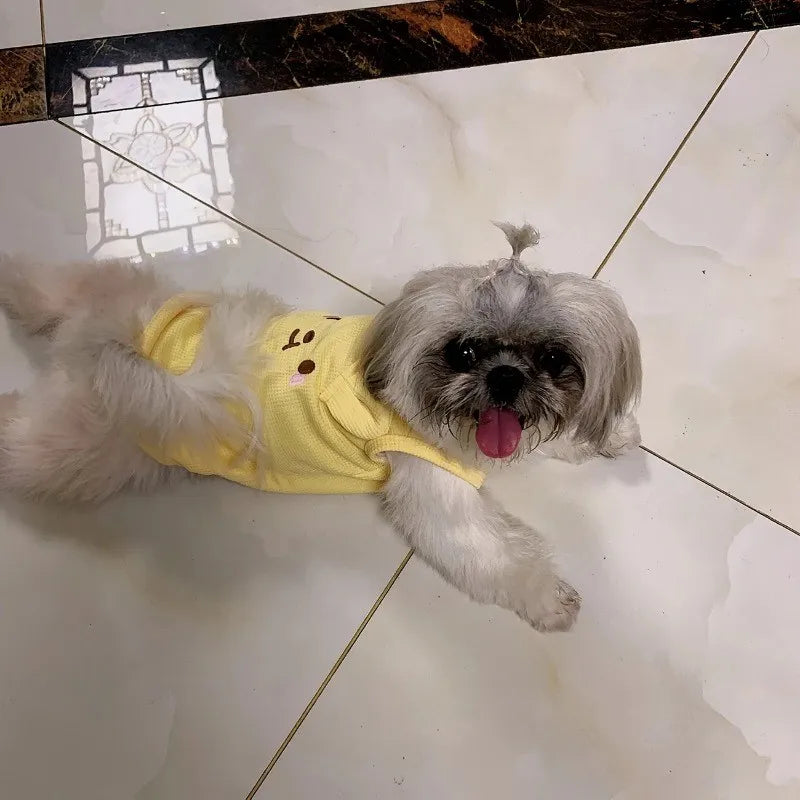 Cute Pet Vest Breathable Waffle Knit Soft and Comfortable with Traction Buckle Suitable for Spring/summer Dog and Cat Vest