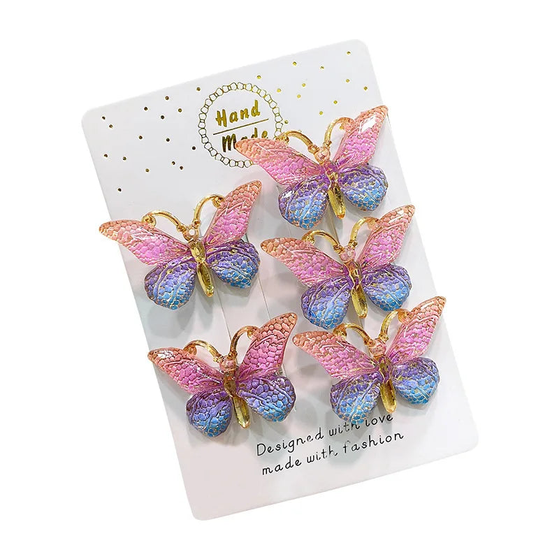 5PCS Cute Sweet Stereoscopic Color Gradient Baby Hairpins Kids Hair Clips Children Headwear Princess Barrette Girls Accessories