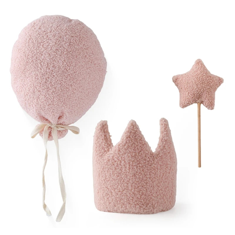 Baby Birthday Party Crown Set Teddy Velvet Hat Headband Magic Wand Toy Kid Birthday Party Magic Wand Crown Decoration Baby Gifts