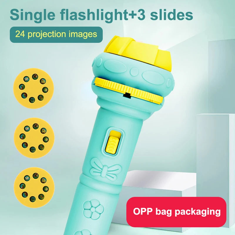 Cartoon Mini Flashlight Projector 24 Pattern Projection Flashlight Puzzle Toys Baby Early Education Toy Children Christmas Gift