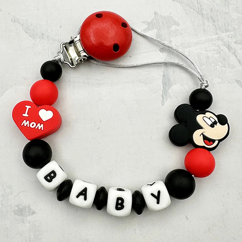 Customized Personalized Name English Letters Baby Silicone Pacifier Clips Chains Holder Teether Pendants Teething Baby Gifts