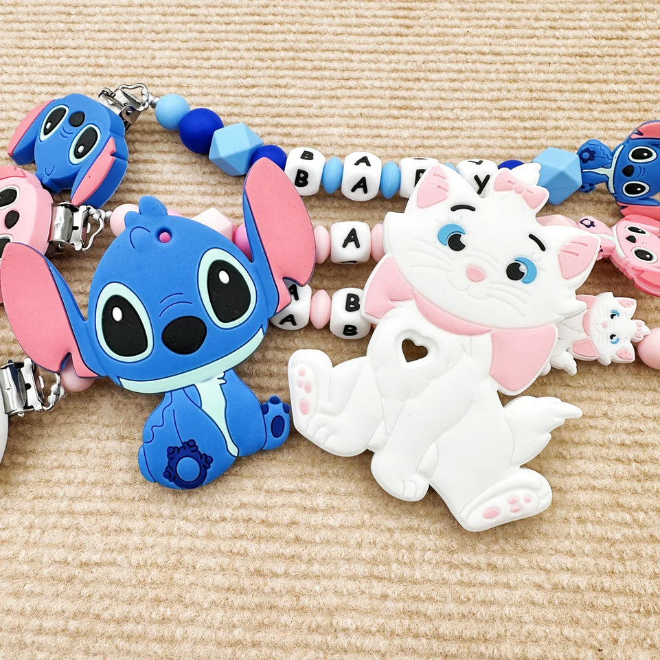 Customized Personalized Name English Letters Baby Silicone Pacifier Clips Chains Holder Teether Pendants Teething Baby Gifts