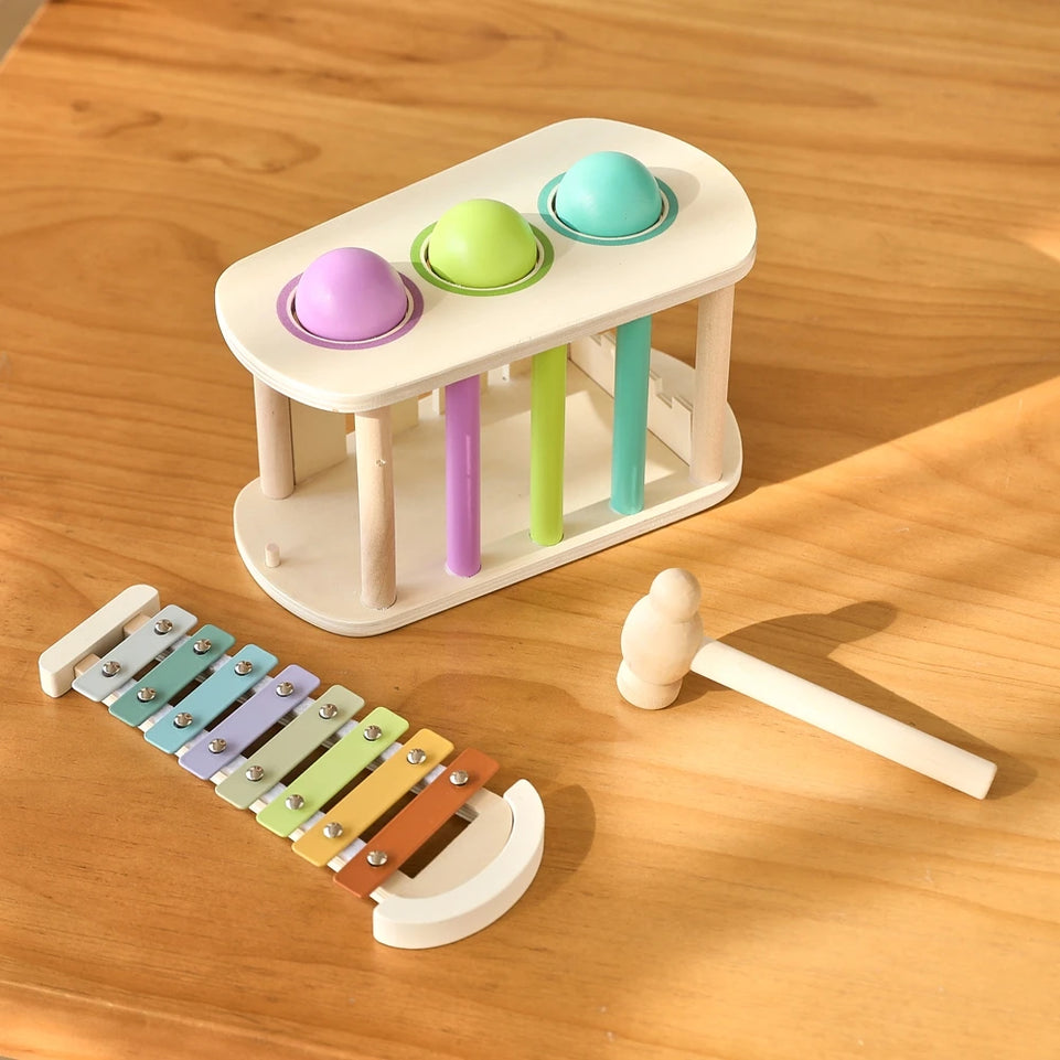 2pc Wooden Musical Toy Baby Toys 6 12 Months Percussion Xylophone Sets Baby Toys Mole Game Wooden Toys Baby Educational Toys