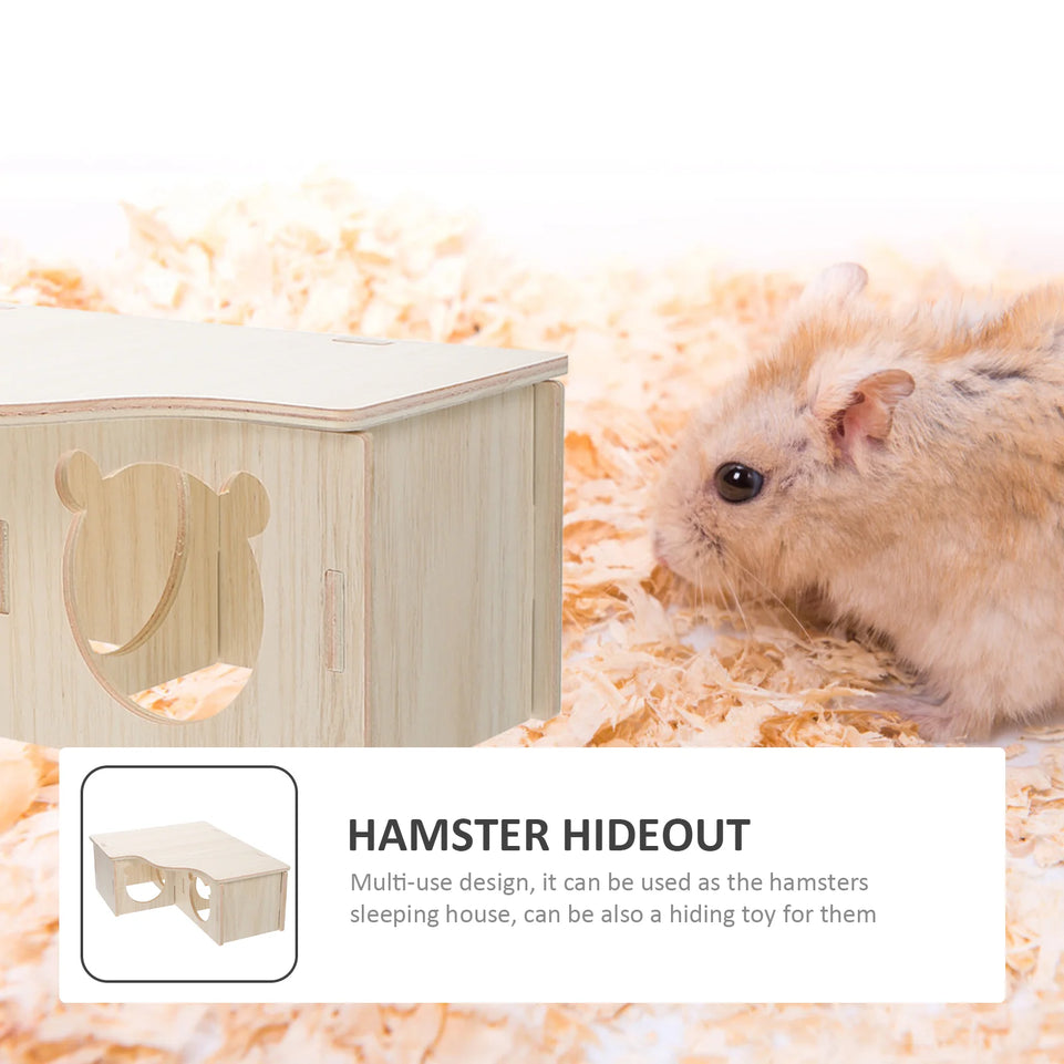 Wooden Multi Room Maze Toy Small Pet House Hamster Hideout Guinea Pig Habitat Cages Wooden Mouse Nest Small Animal Home