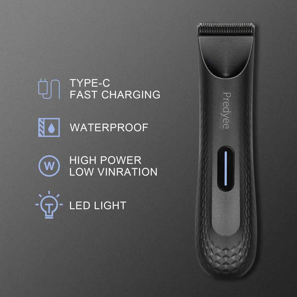 Electric Groin Hair Trimmer for Men,Body Groomer & Pubic Waterproof Hair Trimmer,Replaceable Ceramic Blade