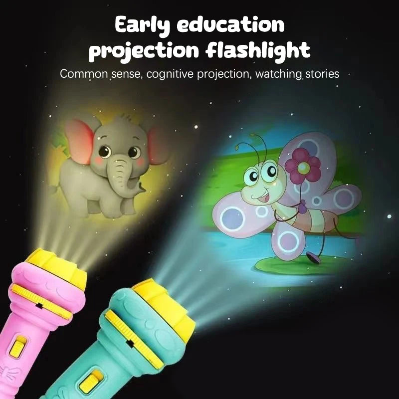 Cartoon Mini Flashlight Projector 24 Pattern Projection Flashlight Puzzle Toys Baby Early Education Toy Children Christmas Gift