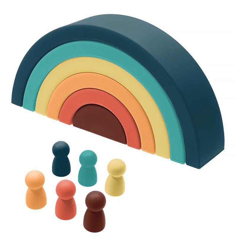 TYRY.HU New 6-10pcs Baby Silicone Building Block BPA Free Rainbow Soft Block 3D Educational Montessori Toys Baby Teether Gifts