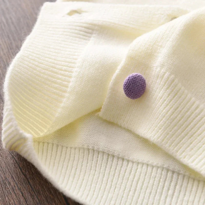Girls Sweater Set Autumn Children's Jacket Sweater Tops Plaid Pleated Grape Princess Skirt Two-piece Suits Girls Clothing Sets