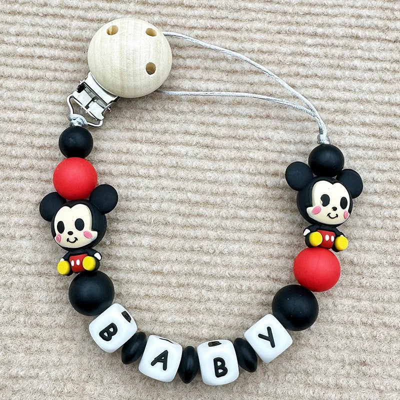 Customized Personalized Name English Letters Baby Silicone Pacifier Clips Chains Holder Teether Pendants Teething Baby Gifts