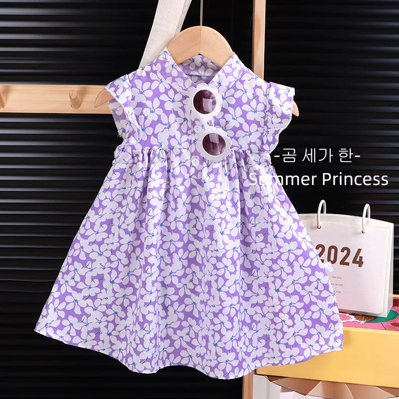 2025 Baby Girls Printing Dresses Summer Soft Breathable Kids Girls Clothing Children Holiday A-Line Dress Vestidos