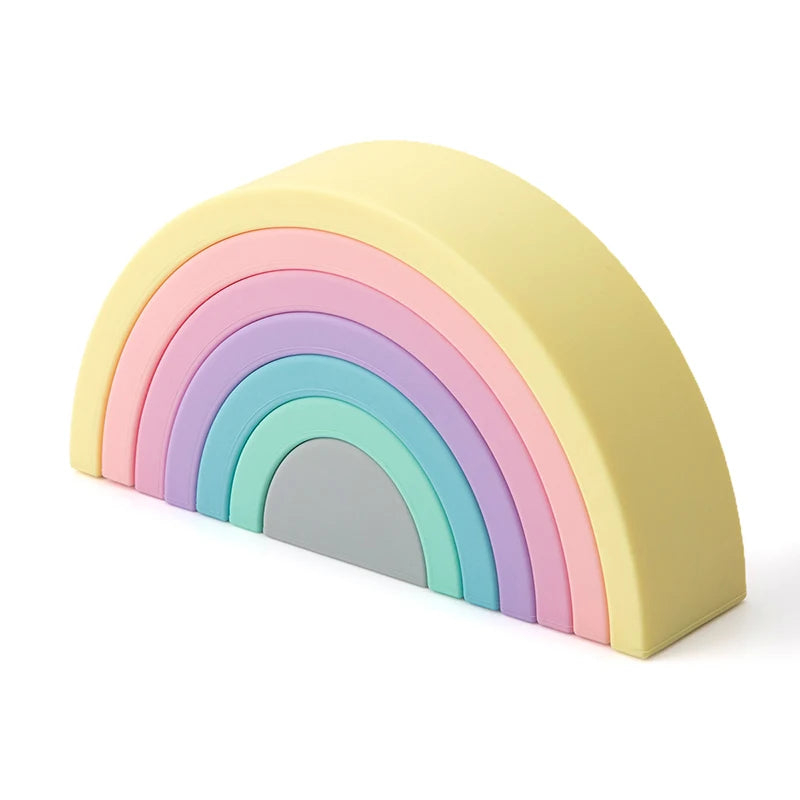 TYRY.HU New 6-10pcs Baby Silicone Building Block BPA Free Rainbow Soft Block 3D Educational Montessori Toys Baby Teether Gifts