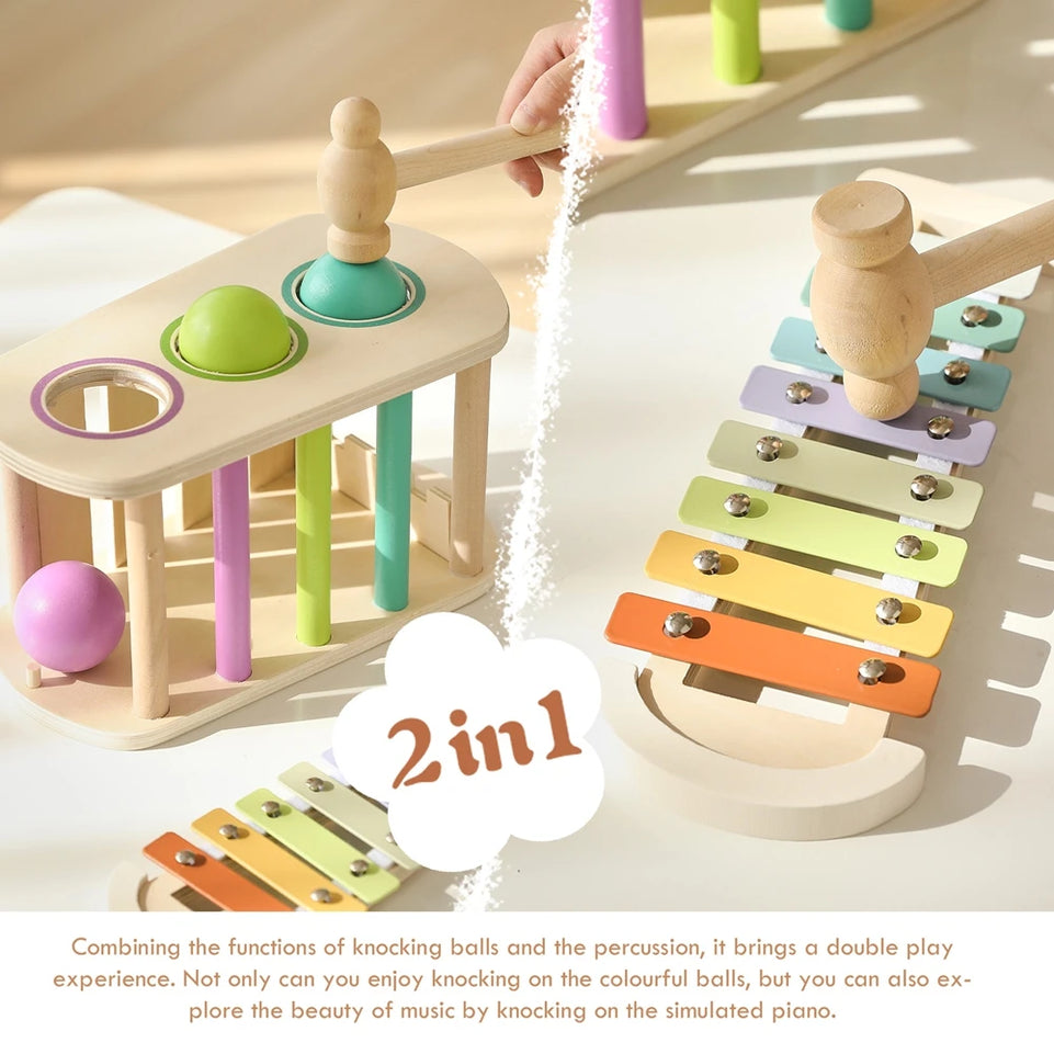 2pc Wooden Musical Toy Baby Toys 6 12 Months Percussion Xylophone Sets Baby Toys Mole Game Wooden Toys Baby Educational Toys