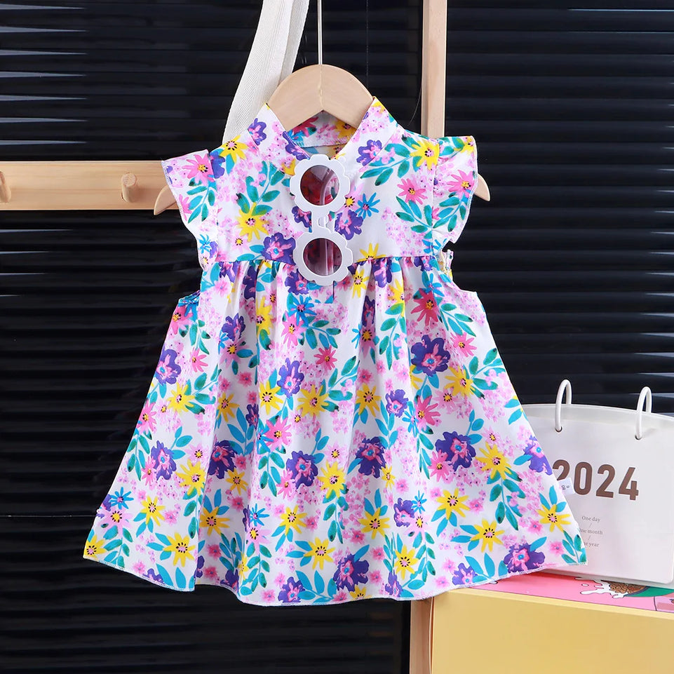 2025 Baby Girls Printing Dresses Summer Soft Breathable Kids Girls Clothing Children Holiday A-Line Dress Vestidos