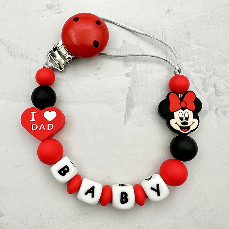 Customized Personalized Name English Letters Baby Silicone Pacifier Clips Chains Holder Teether Pendants Teething Baby Gifts