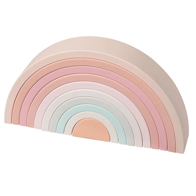 TYRY.HU New 6-10pcs Baby Silicone Building Block BPA Free Rainbow Soft Block 3D Educational Montessori Toys Baby Teether Gifts