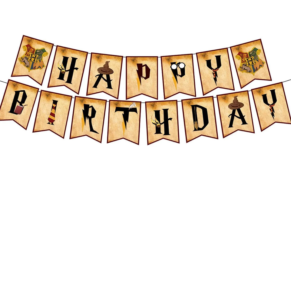 Cartoon Magic Theme Magic Potter Boys and Girls Birthday Party Decorative Tableware Set Children's Toys Baby Shower Party Suppli