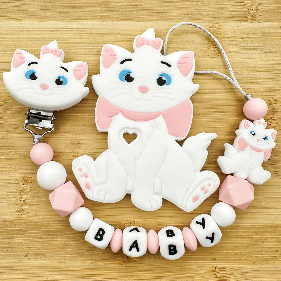 Customized Personalized Name English Letters Baby Silicone Pacifier Clips Chains Holder Teether Pendants Teething Baby Gifts