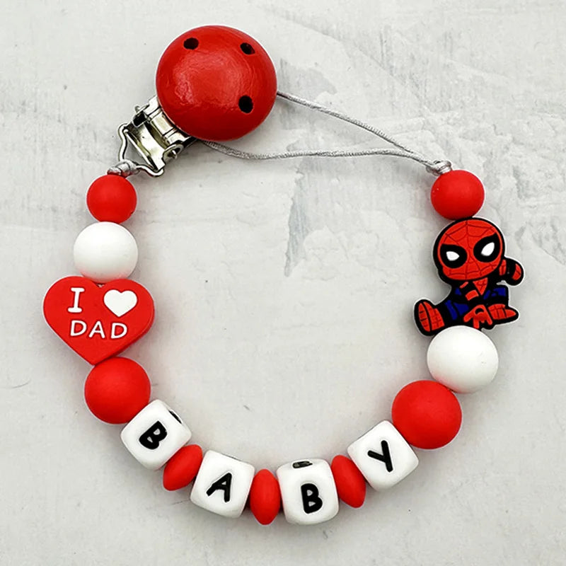 Customized Personalized Name English Letters Baby Silicone Pacifier Clips Chains Holder Teether Pendants Teething Baby Gifts