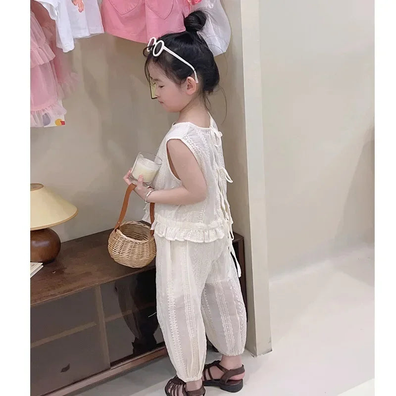 Girls' Clothing Set Summer New Children's Baby Top and Pants Two Piece Set Girl's Summer Outfit
