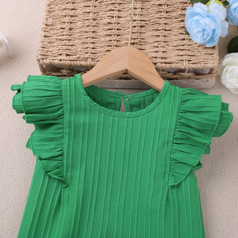 Humor Bear Summer Girls Sets Simple Pressed Pleated Tops Shorts Girls Two-piece Girls Clothing Girls Fashion Suit