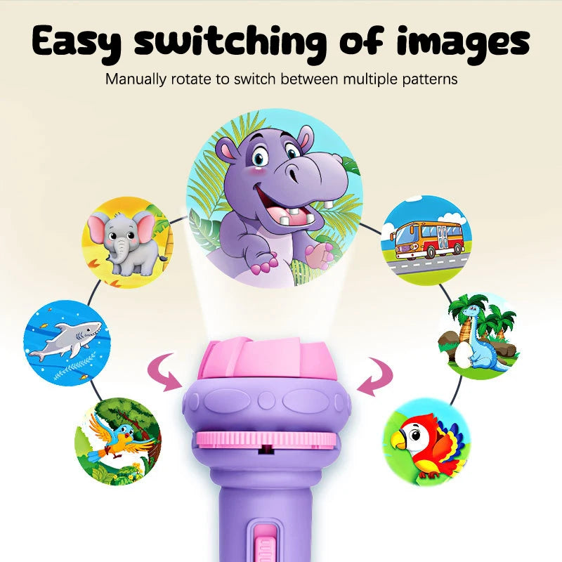 Cartoon Mini Flashlight Projector 24 Pattern Projection Flashlight Puzzle Toys Baby Early Education Toy Children Christmas Gift