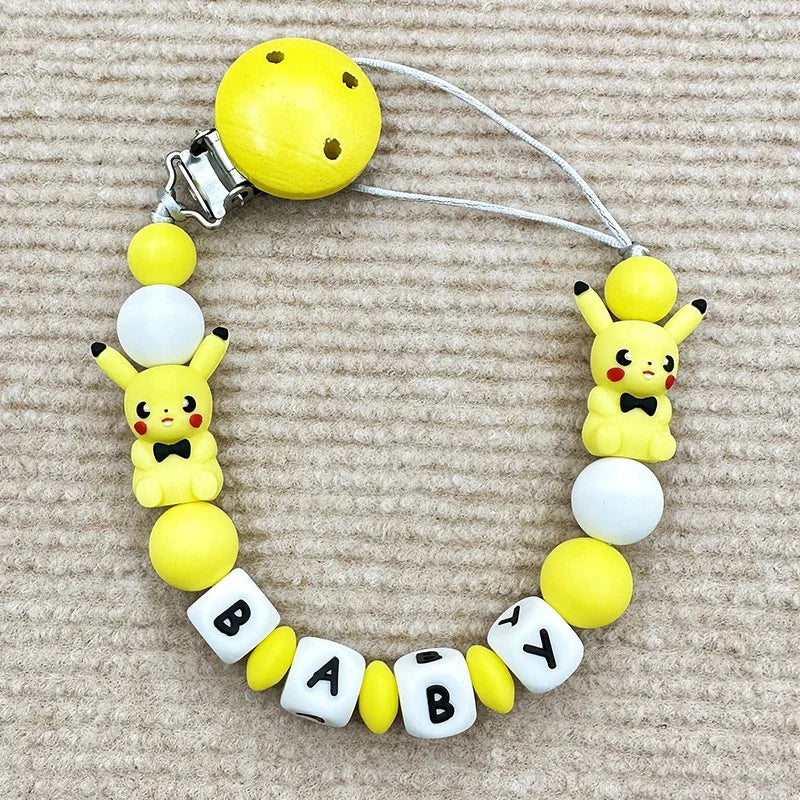 Customized Name English Letters Baby Silicone Pacifier Clips Chains Holder Teether Pendants Teething Kawaii baby Gifts