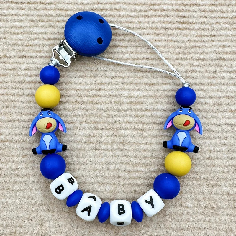 Customized Personalized Name English Letters Baby Silicone Pacifier Clips Chains Holder Teether Pendants Teething Baby Gifts